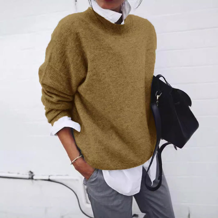 Damen Oversized Feinstrickpullover mit Stehkragen und abgesenkter Schulter Echoarchiv