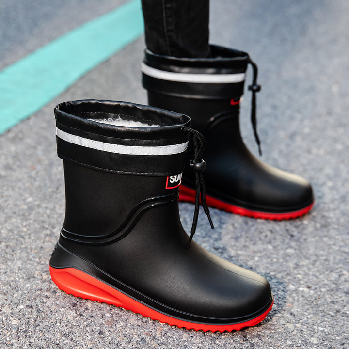 Damen Kurzschaftige Regenstiefeletten mit verstellbarem Zugband und reflektierendem Saum Echoarhiv – Lioré