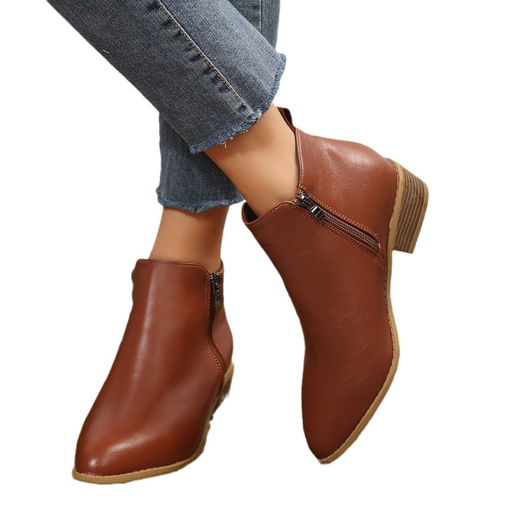 Damen nan schlanke Ankle-Boots mit seitlichem Reißverschluss, schmaler Spitzform und komfortablem Blockabsatz Echo Archiv