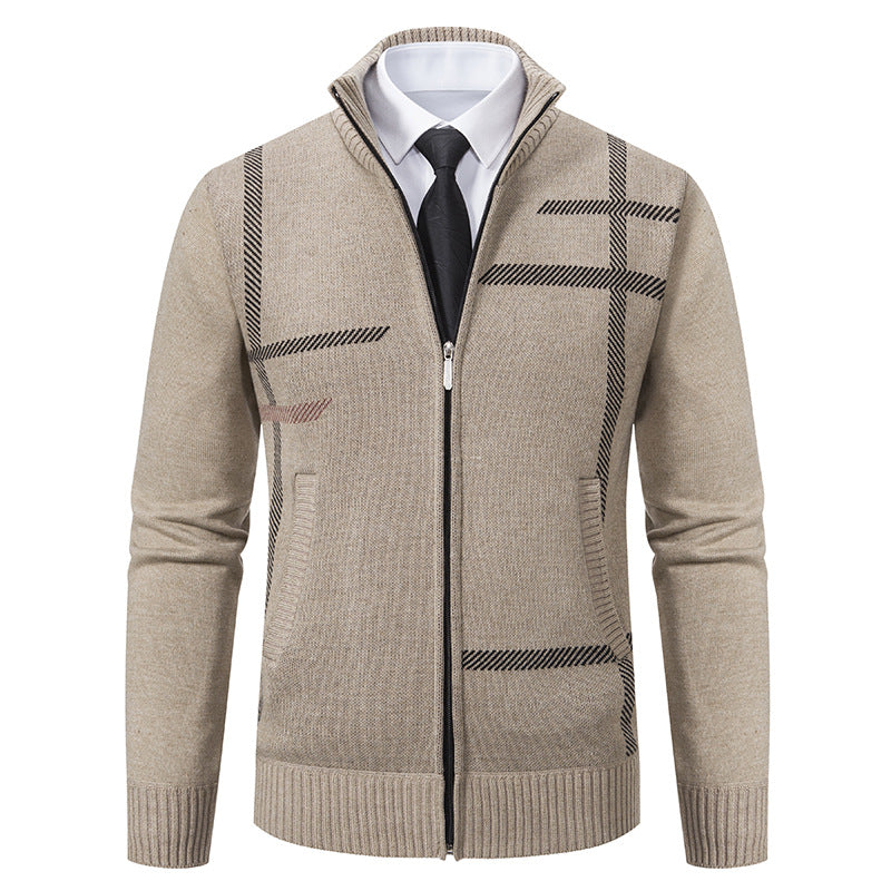 Herren Strickjacke mit graphischen Mustern und hohem Kragen Echoarchiv