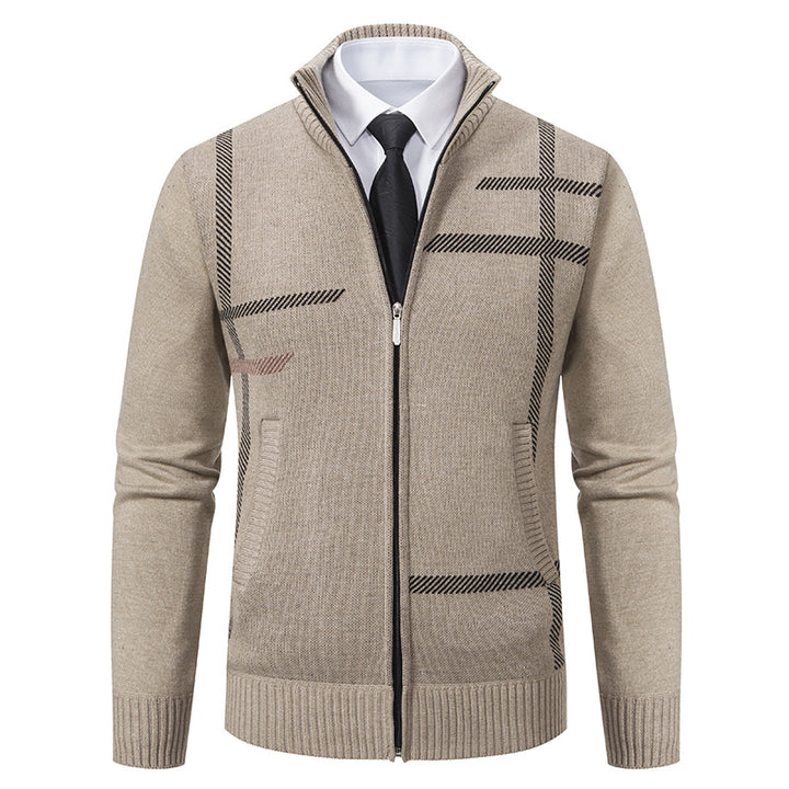 Herren Strickjacke mit graphischen Mustern und hohem Kragen Echoarchiv