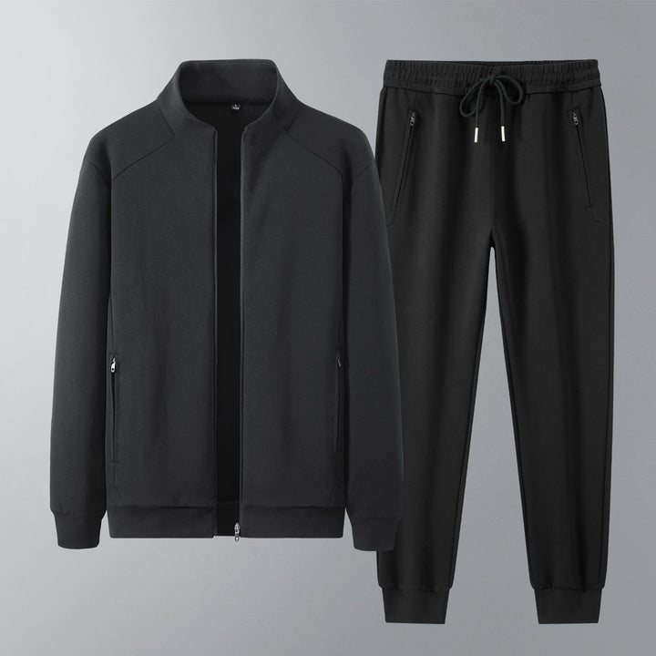 Herren Zweiteiliges minimalistisches Jogging‑Set mit Stehkragen, Zwei-Wege‑Reißverschluss & Reißverschlusstaschen Echoarchiv