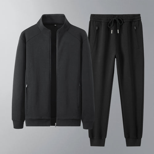 Herren Zweiteiliges minimalistisches Jogging‑Set mit Stehkragen, Zwei-Wege‑Reißverschluss & Reißverschlusstaschen Echoarchiv