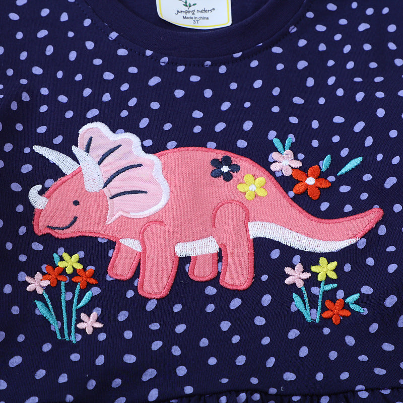 Mädchen T-Shirt Kleid mit buntem Dinosaurier- und Blumenmotiv Echo Archiv