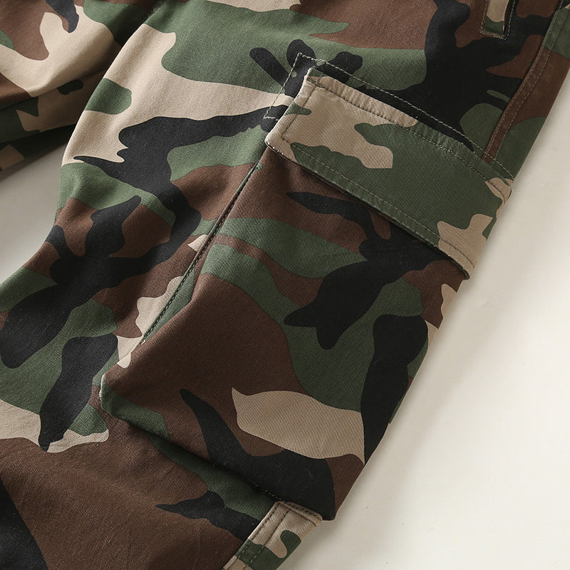 Herren Slim-Fit Cargohose im Tarnmuster mit elastischem Tunnelzugbund und verstärkten Knien Echoarchiv