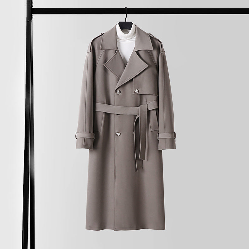 Damen Eleganter Maxi-Trenchcoat aus Wollmischung mit weitem Schalkragen und Bindegürtel Echoarchiv