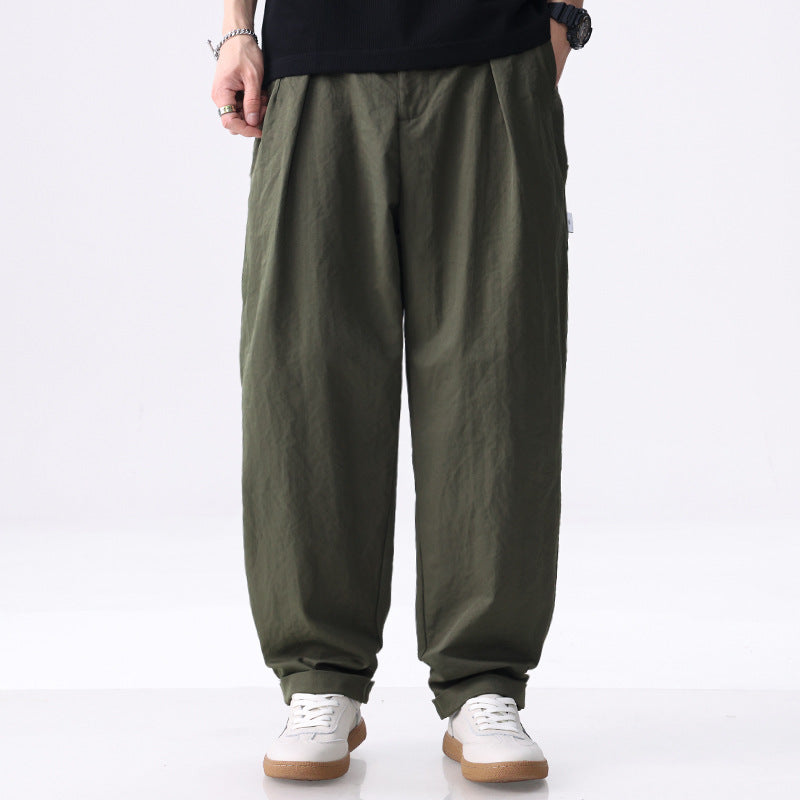 Herren Weite Baumwollmix-Cargohose mit Bundfalten und elastischem Kordelzug Echoarchiv