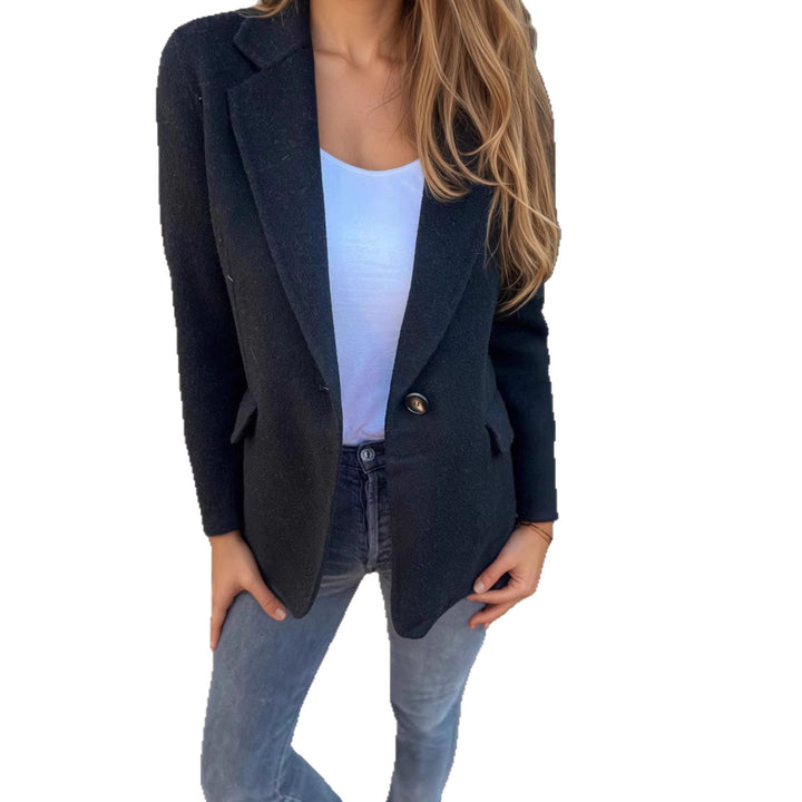 Damen taillierter Bouclé-Blazer mit fallendem Revers und Ein-Knopf-Detail – Valéne