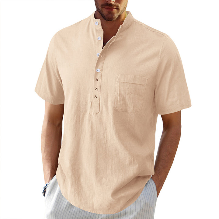 Herren Kurzarm-Henley-Shirt mit praktischer Knopfleiste und atmungsaktivem Stoff Echoarchiv
