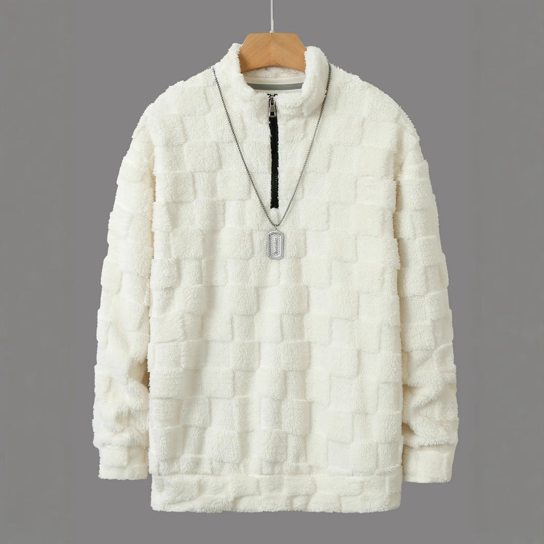 Herren kuscheliger Fleece-Pullover mit Stehkragen und Reißverschluss Echoarchiv