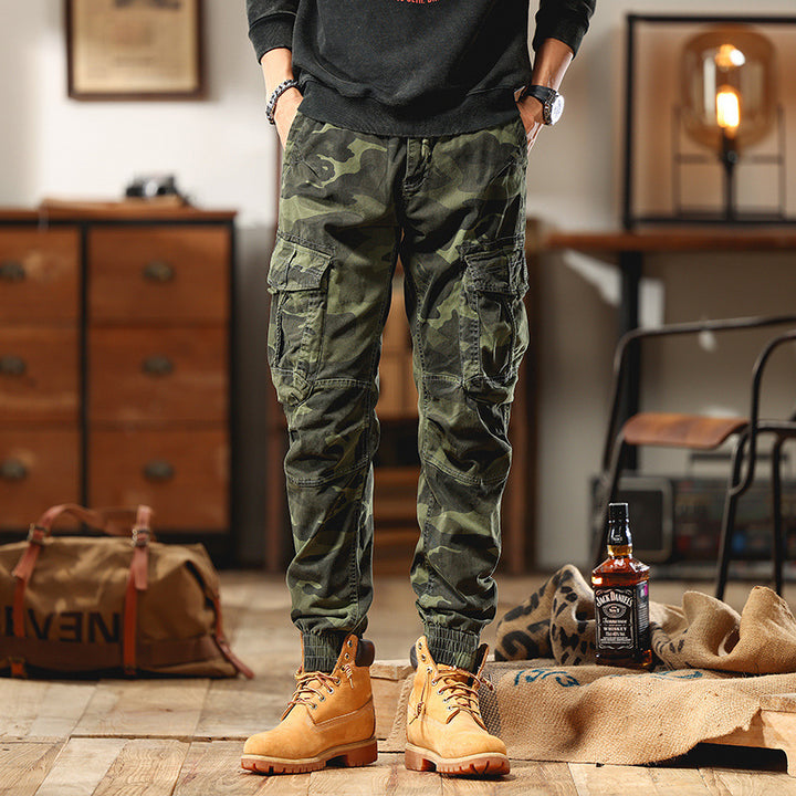 Herren Cargohose im Jogger-Stil mit Tunnelzug elastischen Bündchen und Mehrfachtaschen Echo Archiv