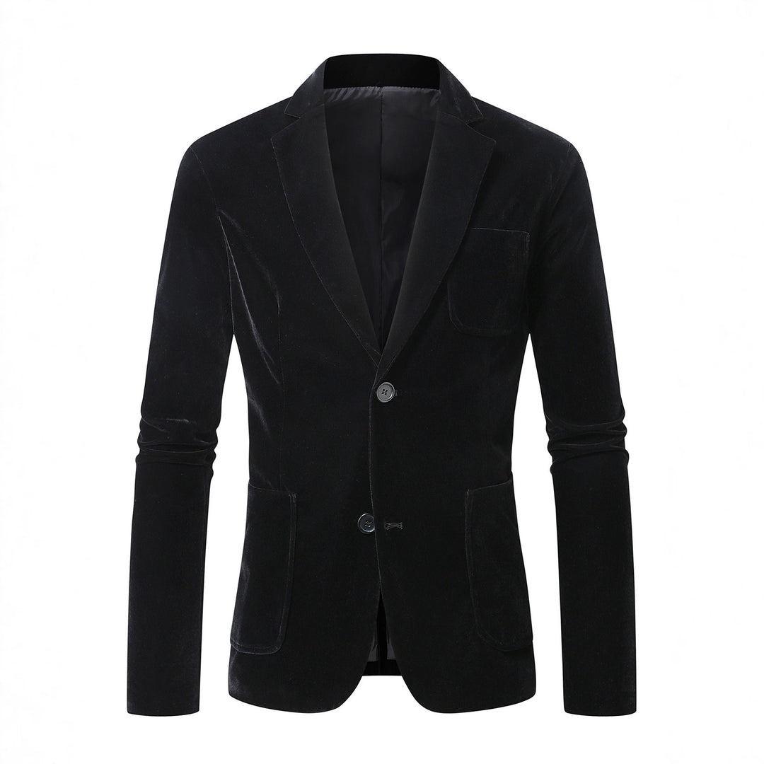 Herren eleganter Samtblazer mit feinen Details Echoarchiv