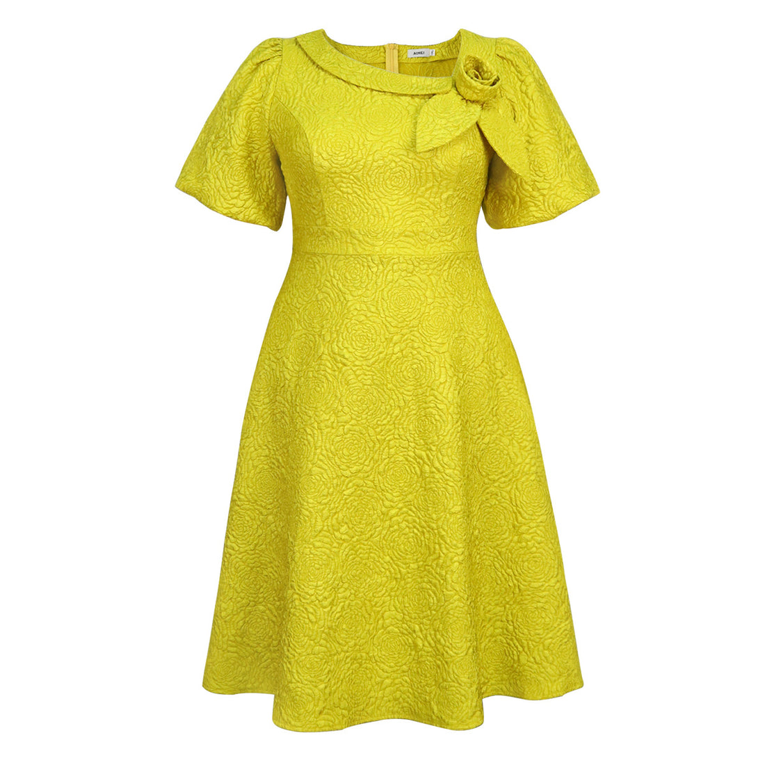 Damen Elegantes Kleid mit strukturierter Blumenapplikation – Élara