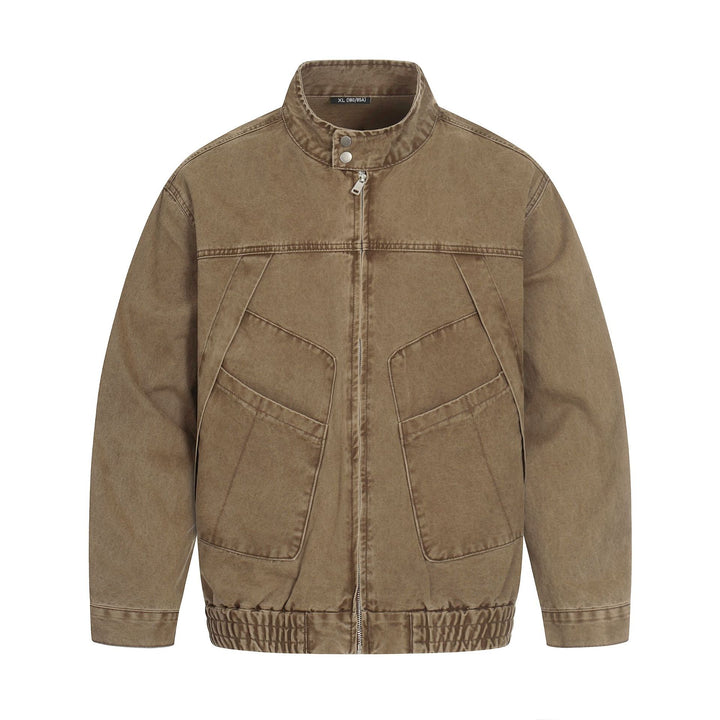 Herren Kurz geschnittener Field‑Bomber im Vintage‑Canvas mit Stehkragen und großen Pattentaschen Echoarchiv