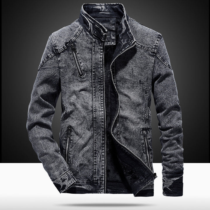 Herren Modische Denimjacke mit Stehkragen Echo Archiv