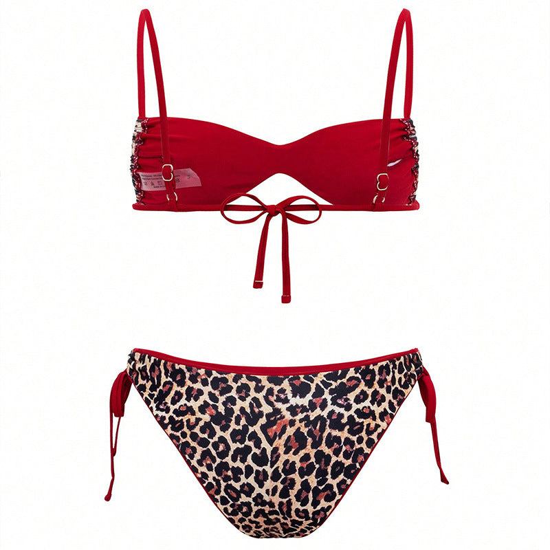 Damen Triangel-Bikini mit animalischem Druck und verstellbaren Trägern Echo Archiv
