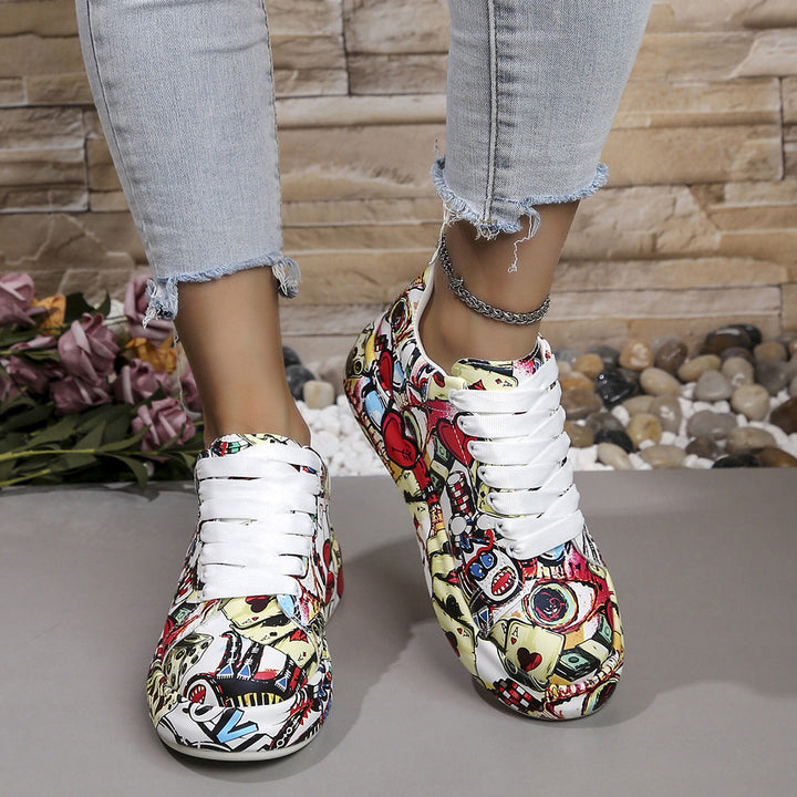 Damen modische High-Top Sneakers mit buntem Grafikdesign Echo Archiv