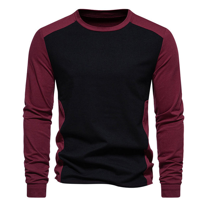 Herren Langarm-T-Shirt mit kontrastierenden Ärmeln und bequemer Passform Echoarchiv