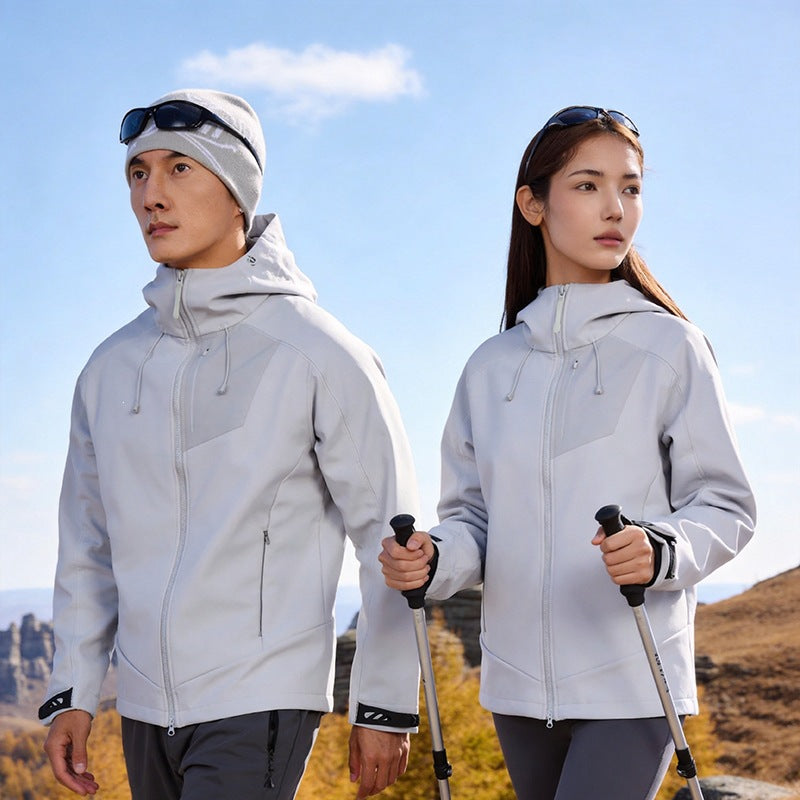 Herren Softshell-Trekkingjacke mit Kapuze atmungsaktiv winddicht dehnbar Echoarchiv