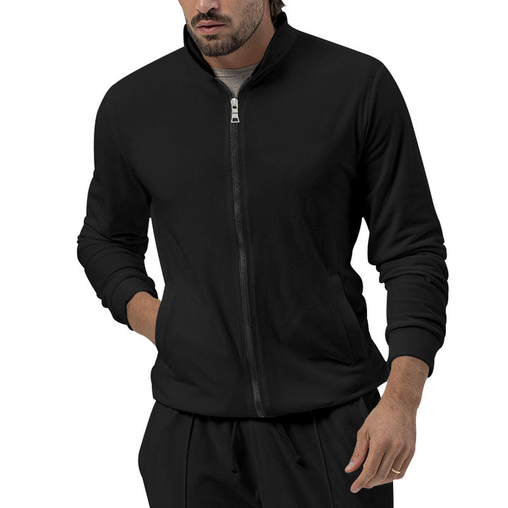 Herren sportliche Sweatjacke mit modernem Stehkragen und praktischen Taschen Echoarchiv
