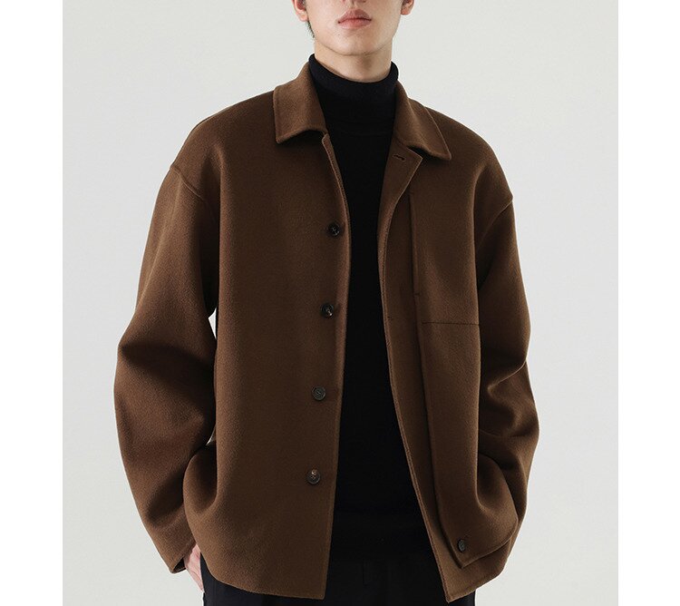Herren Boxy Wollmix-Hemdjacke mit durchgehender Knopfleiste und überschnittener Schulter Echoarchiv
