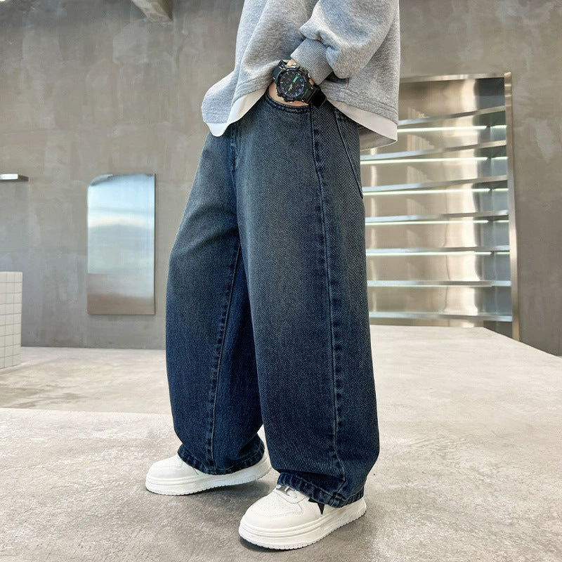 Unisex weite Denim-Hose mit einzigartigen Applikationen Echo Archiv