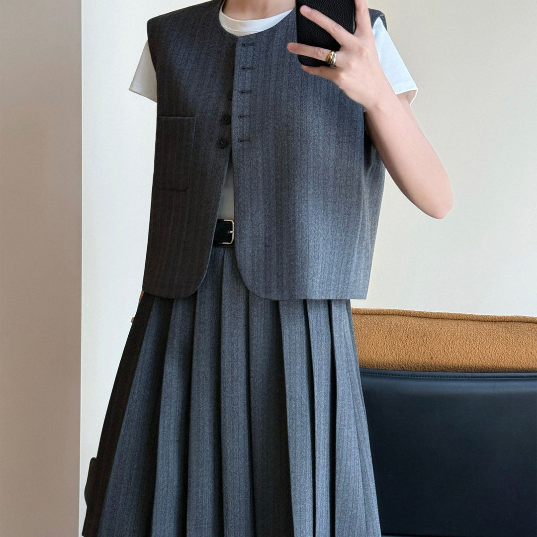 Damen Elegante Blazer-Weste mit gestreiftem Design Echoarchiv