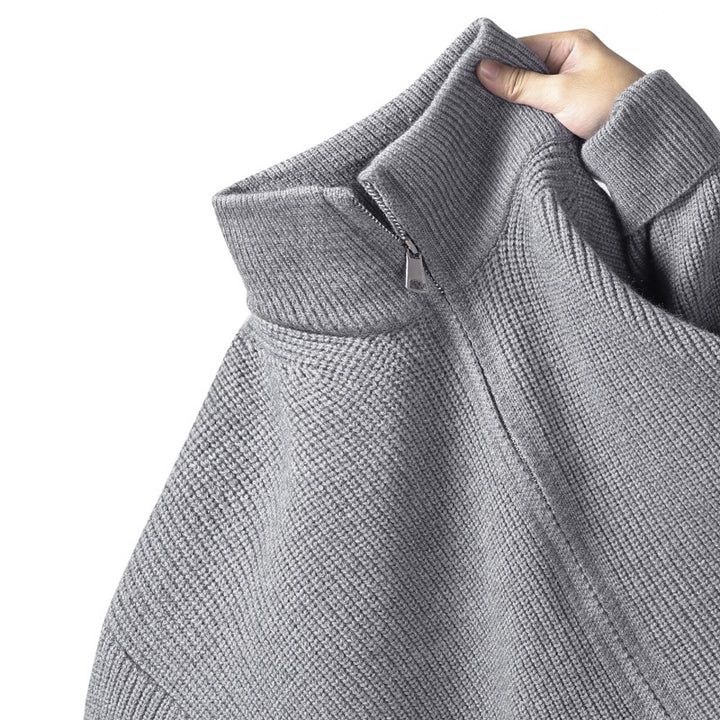 Herren Stylische Strickjacke mit hohem Kragen und Reißverschluss – Taviero
