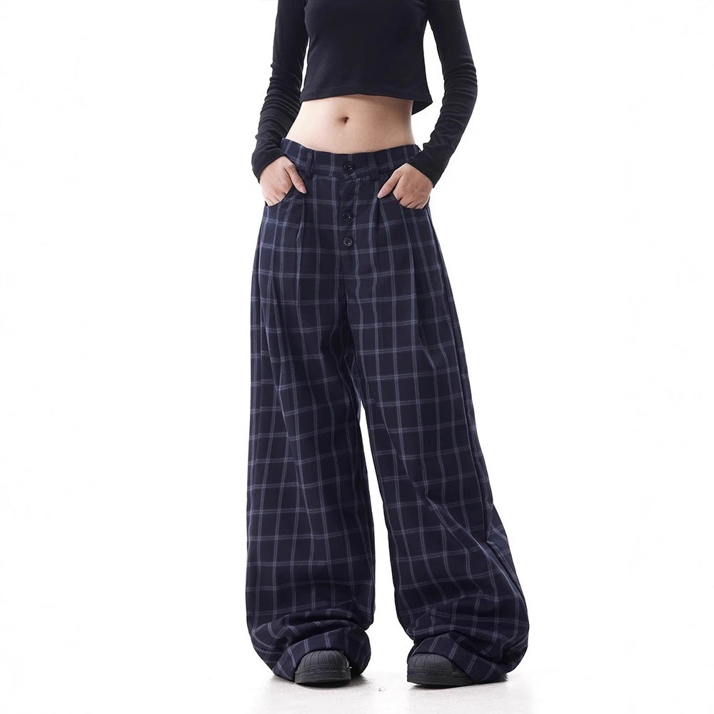 Damen Weitgeschnittene Karottenhose mit Karo-Muster Echoarchiv