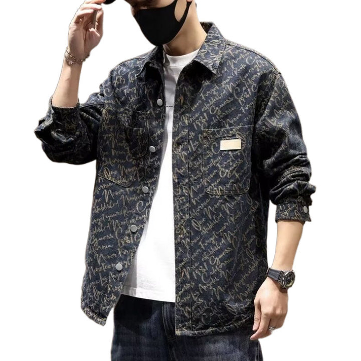 Herren Modische Denimjacke mit grafischem Muster Echo Archiv
