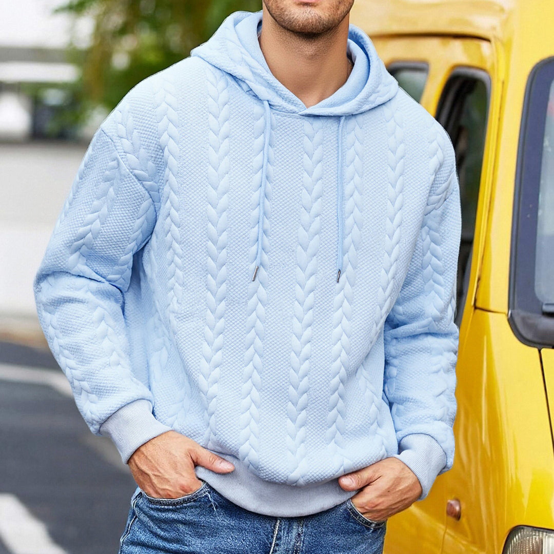 Herren Kapuzenpullover mit erhabenem Flechtrelief und weichem Innenfutter – Cavarno