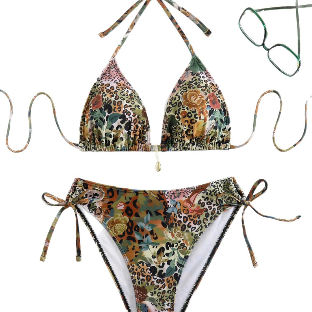 Damen Triangel-Bikini-Set mit floralem Leopardenmuster Echo Archiv