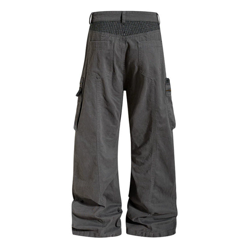 Damen weite Culotte-Cargohose mit Multi-Taschen und Textur-Einsätzen Echoarchiv