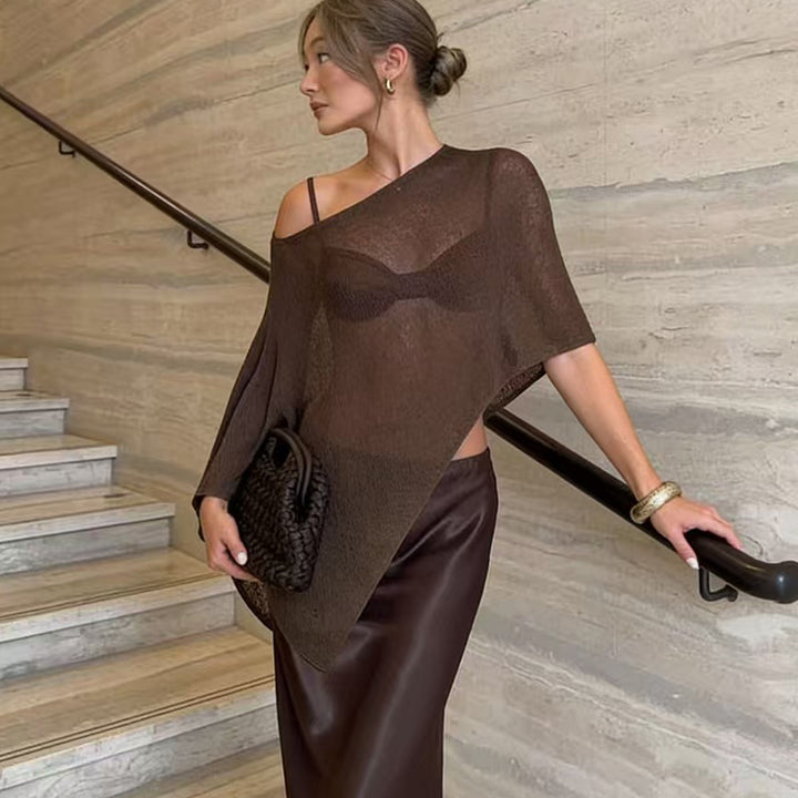 Damen transparenter Strandüberwurf mit asymmetrischem Schnitt und elegantem Design Echo Archiv