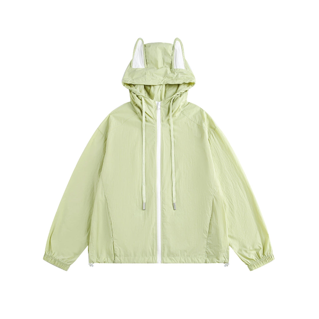 Damen Leichter Kapuzen-Anorak mit Ohrenapplikation und Tunnelzug Echoarchiv