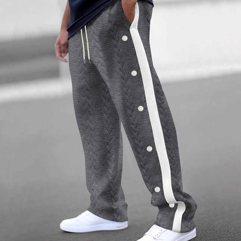 Herren Sportliche Freizeithosen mit Druckknöpfen und strukturiertem Design Echoarchiv