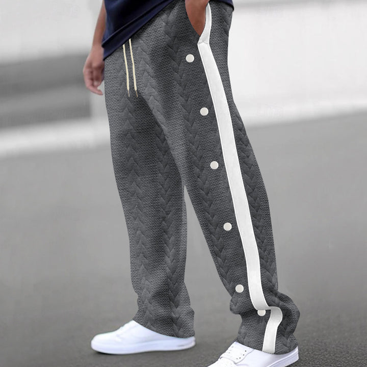 Herren Sportliche Freizeithosen mit Druckknöpfen und strukturiertem Design Echoarchiv