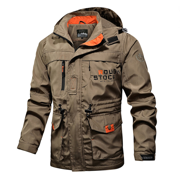 Herren Utility-Fieldparka mit Kapuze, Multifunktions-Taschen und Taillenzug Echoarchiv