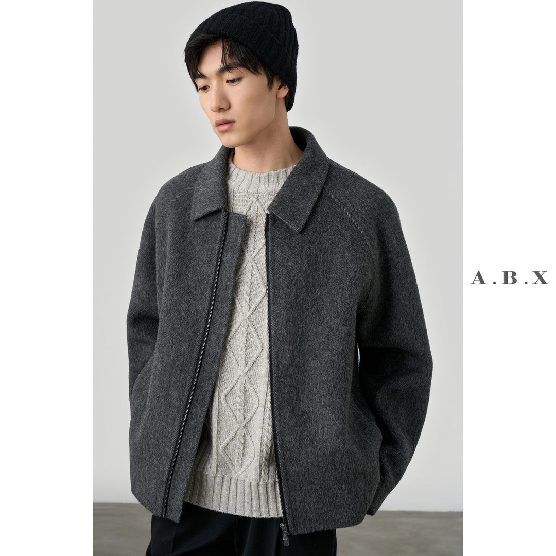 Herren Boxy‑Wollblouson mit verdecktem Zwei‑Wege‑Reißverschluss und Hemdkragen Echoarchiv