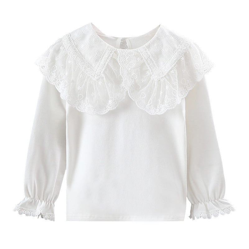 Mädchen Bluse mit elegantem Spitzenkragen und Rüschendetails Echo Archiv