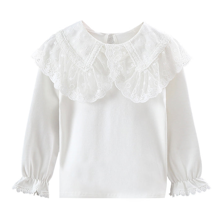 Mädchen Bluse mit elegantem Spitzenkragen und Rüschendetails Echo Archiv