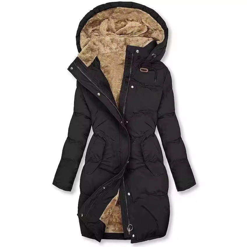 Damen gefütterter Winterparka mit abnehmbarer Kapuze und weichem Innenfutter Echoarchiv