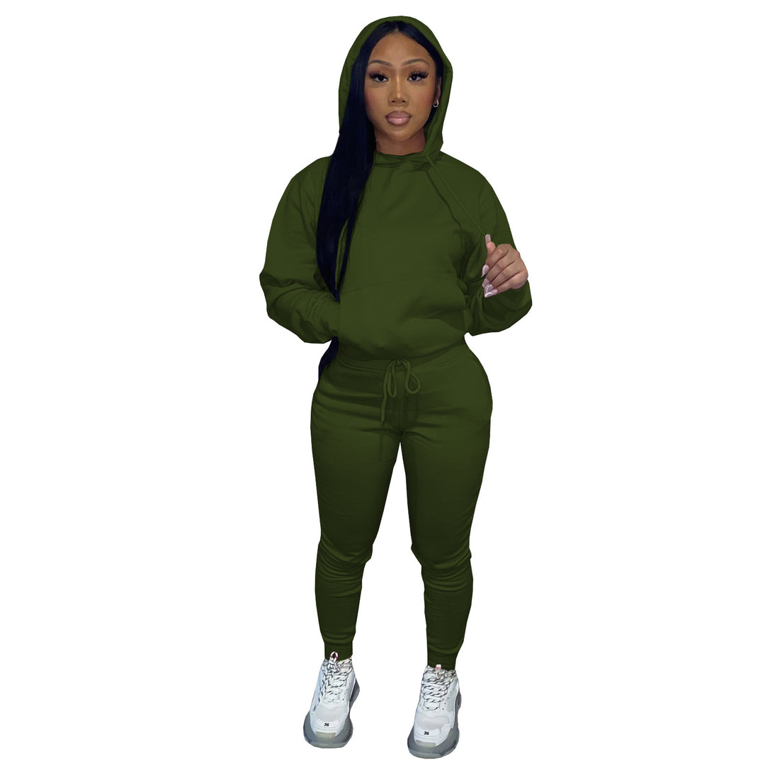Damen nan Kapuzen-Lounge-Set mit Kängurutasche taillierter Jogginghose und Bündchen Echo Archiv