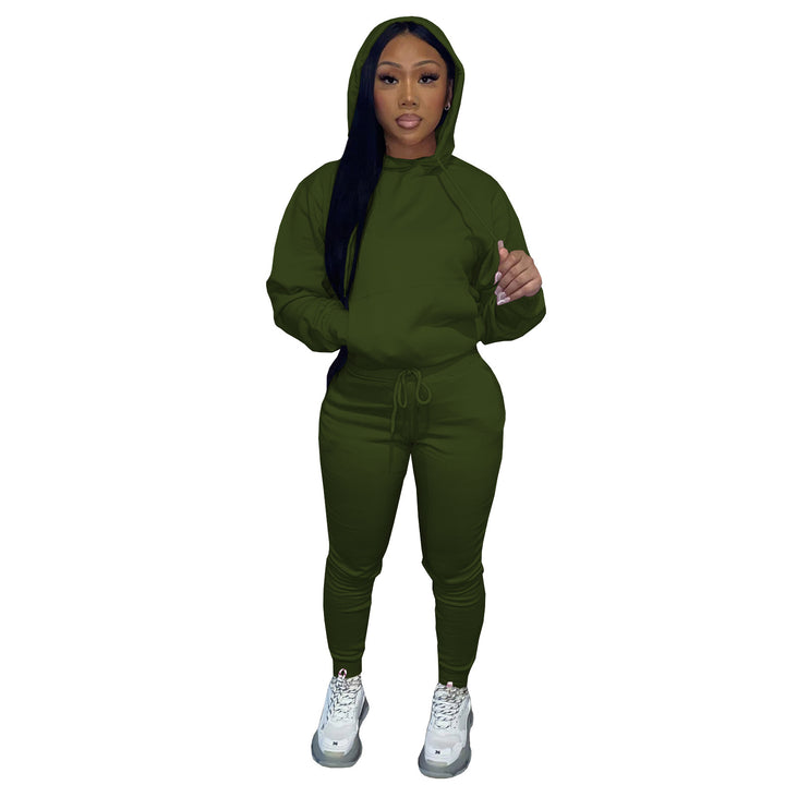 Damen nan Kapuzen-Lounge-Set mit Kängurutasche taillierter Jogginghose und Bündchen Echo Archiv