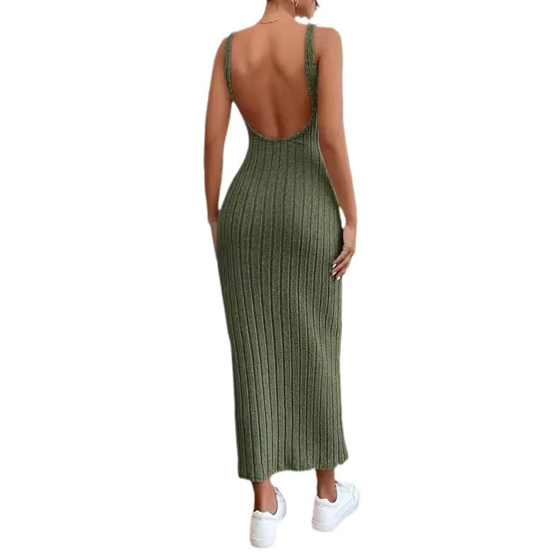 Damen figurbetontes Langarm-Maxikleid mit Rippenstruktur und Rundhalsausschnitt Echo Archiv