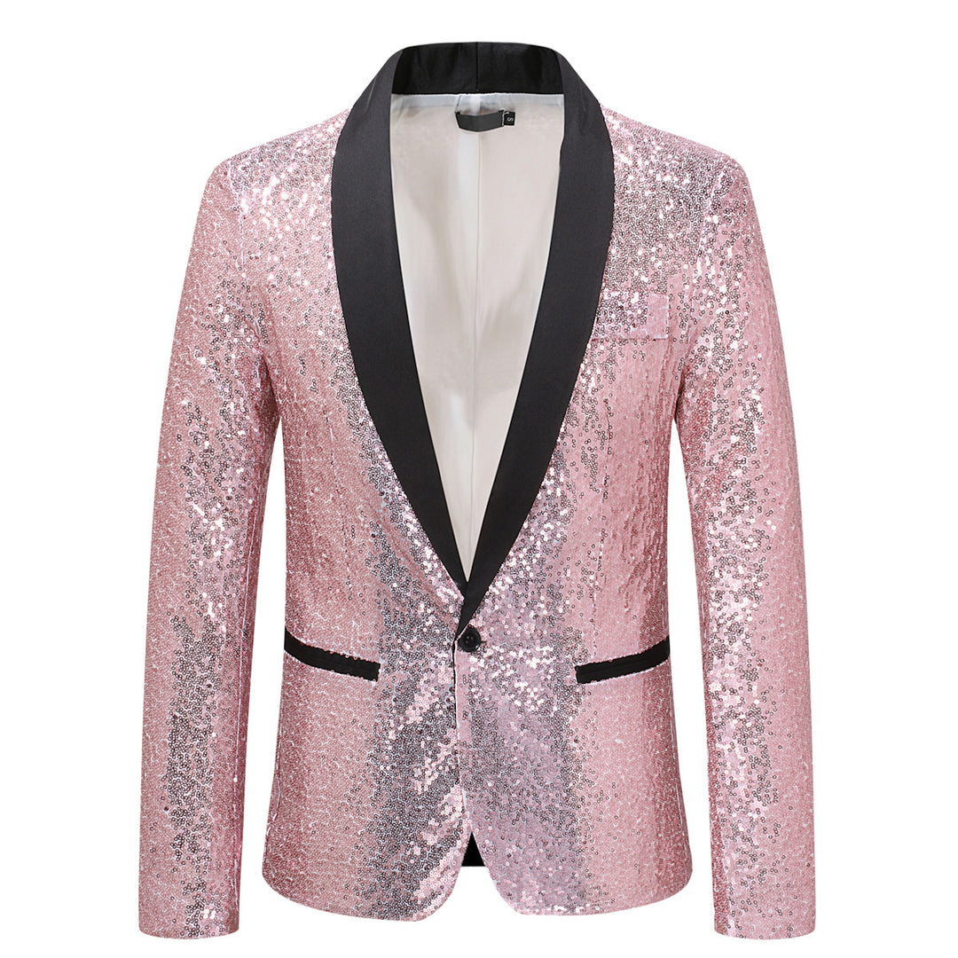 Herren Glamouröser Paillettenblazer mit schwarzem Revers Echoarchiv