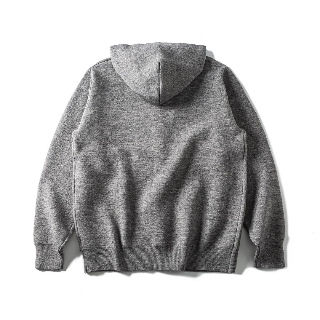 Unisex Leichte Kapuzen‑Strickjacke mit Druckknopfleiste und Rippbündchen Echoarchiv