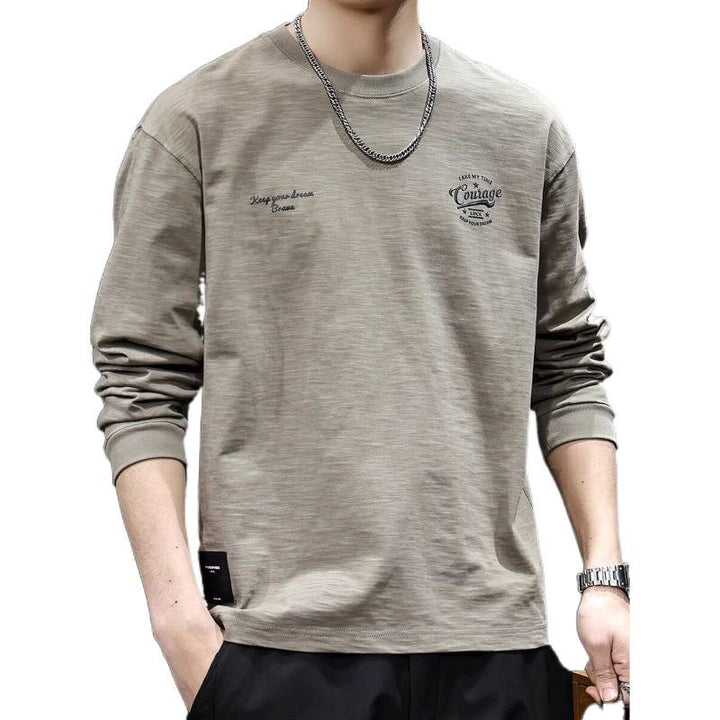 Herren Langarmshirt aus Baumwollmix mit subtiler Waschstruktur und Rundhalsausschnitt Echoarchiv