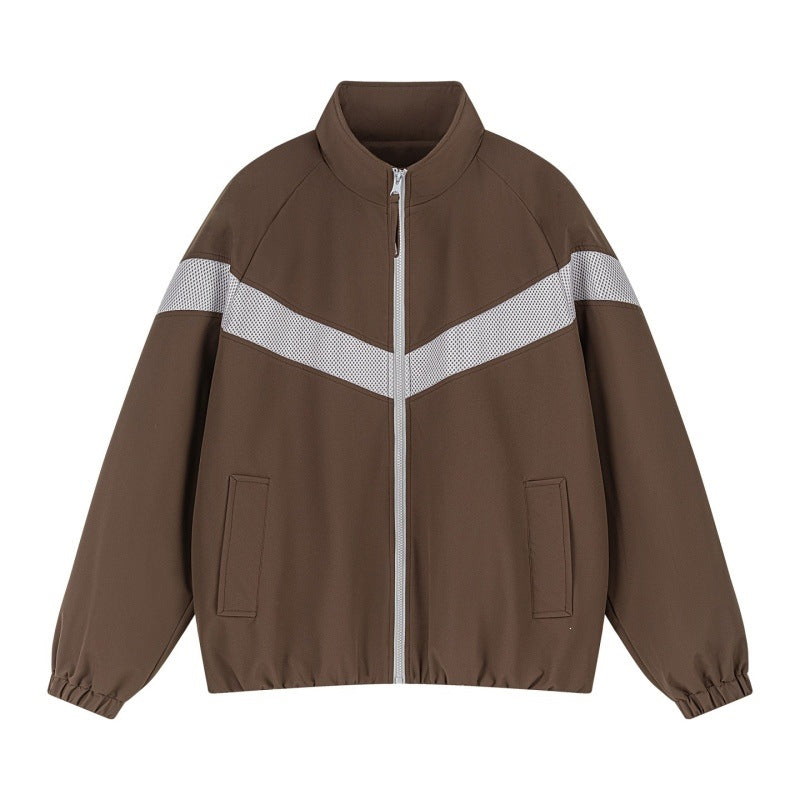 Unisex Leichte Trainingsjacke im Retro-Sportstil mit V-förmigem Reflektoreinsatz Echoarchiv