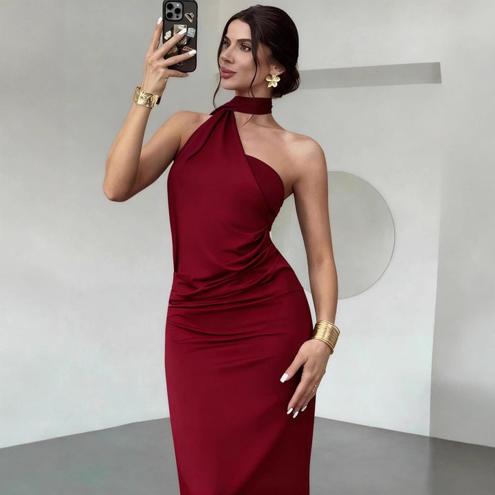 Damen Elegantes Langarm-Minikleid mit drapierter Silhouette und schickem Stehkragen Echo Archiv